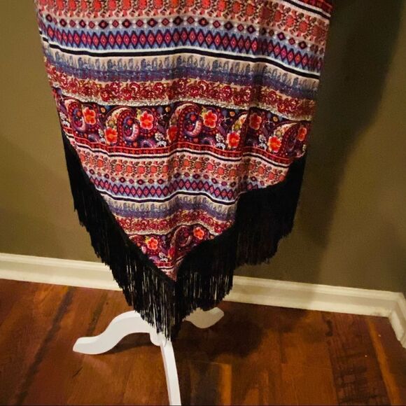 Love Tease Fringe Boho Kimono Cardigan Size Large - Picture 6 of 13